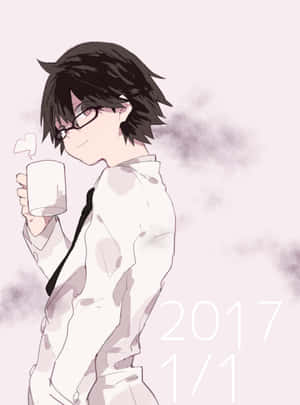 Shinra Kishitani Smiling In Lab Coat Wallpaper