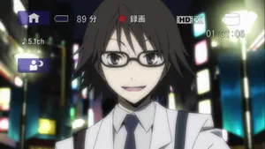 Shinra Kishitani Smirking Against A Colorful Background Wallpaper