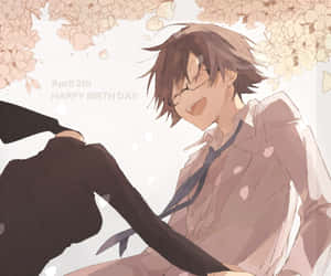 Shinra Kishitani Smirking On A City Background Wallpaper