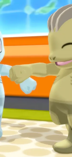 Shiny Machop Pokemon With Smiling Eyes Wallpaper