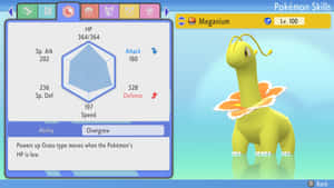 Shiny Meganium Pokemon With Statistics Wallpaper