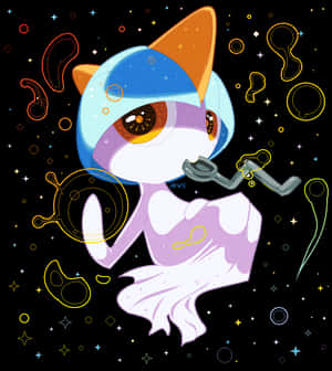 Shiny Ralts Graphic With Bent Spoon Wallpaper