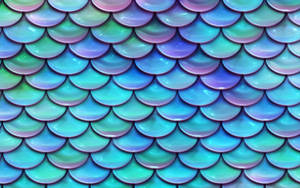 Shiny Turquoise Mermaid Scales Pattern Wallpaper