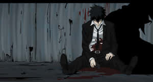 Shinya Kogami, A Focused Enforcer With A Cigarette In A Dark Setting Wallpaper