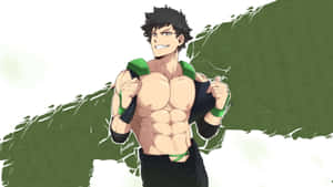 Shirtless Anime Character Green Hero Costume Wallpaper