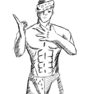 Shirtless Ricardo Milos Cartoon Sketch Wallpaper