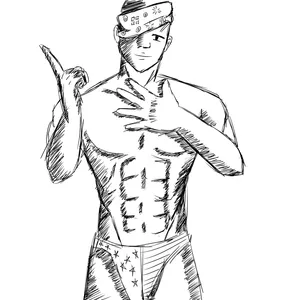 Shirtless Ricardo Milos Cartoon Sketch Wallpaper