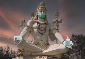 Shiv Shankar Statue Covid Version Wallpaper