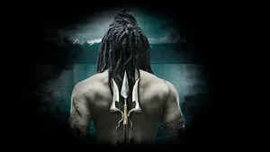 Shiv Tandav Trident On Back Black Aesthetic Wallpaper