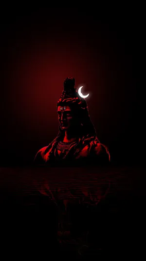 Shiva Black Monochromatic Red Statue Wallpaper
