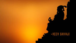 Shivaji Maharaj Throne Silhouette On Orange Hd Wallpaper