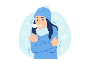 Shivering Woman In Blue [wallpaper] Wallpaper