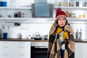 Shivering Woman In Kitchen [wallpaper] Wallpaper