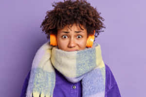 Shivering Woman In Purple [wallpaper] Wallpaper