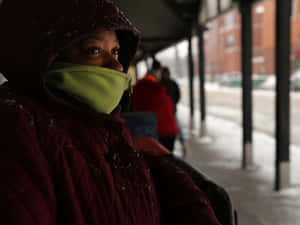 Shivering Woman In Sidewalk [wallpaper] Wallpaper