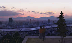 Shizuku And Seiji Explore The City Together In Whisper Of The Heart Wallpaper