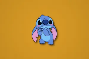 Shocked Cute Stitch On Mustard Wallpaper