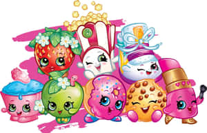 Shopkins Dash Characters White Background Wallpaper