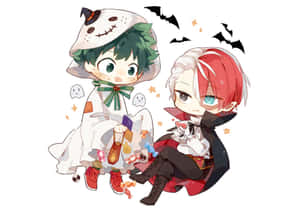 Shoto Todoroki And Izuku Midoriya My Hero Academia Halloween Wallpaper