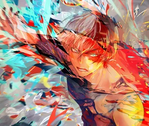 Shoto Todoroki Colorful Anime Wallpaper