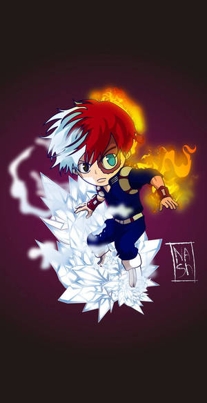 Shoto Todoroki Showing His Fire And Ice Quirk Wallpaper