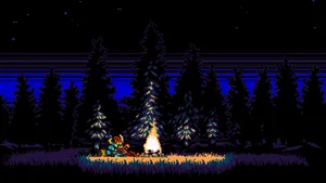 Shovel Knight With Glowing Bonfire Wallpaper