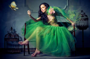 Showcase Your Beauty In This Gorgeous Butterfly Dress Wallpaper