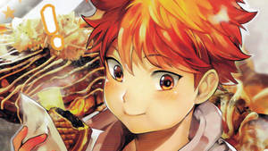 Shoyo Hinata Eating Taiyaki Digital Art Wallpaper