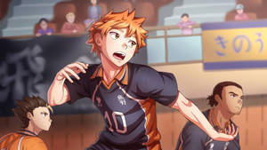 Shoyo Hinata With Asahi And Nishinoya Wallpaper