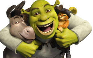 Shrek 4k Hugging Donkey Puss In Boots Wallpaper