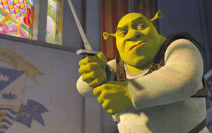 Shrek 4k With A Sword Wallpaper