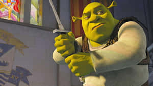 Shrek_ Holding_ Sword Wallpaper