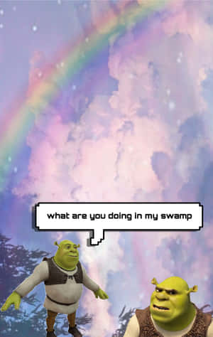 Shrek Swamp Aesthetic Rainbow Wallpaper