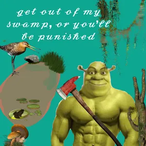 Shrek Swamp Warning Axe Bird Wallpaper