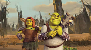 Shrekand Fiona Standing Together Wallpaper