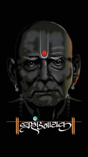 Shri Swami Samarth Art On Black Wallpaper