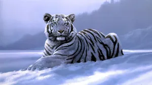 Siberian Tiger In Winter Art Wallpaper