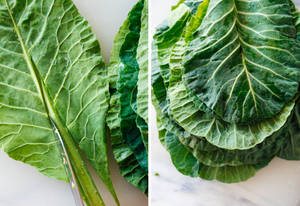 Side By Side Collard Greens Vegetables Wallpaper