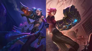 Side-by-side Vi And Jinx Desktop Wallpaper