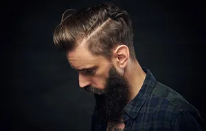 Side Part With Big Beard Men Hair Style Wallpaper