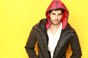 Sidharth Malhotra Red & Black Hoodie Wallpaper