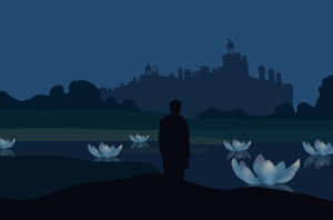 Silhouette Contemplationat Dusk Wallpaper