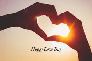 Silhouette Heart Hands Sunset Love Day Wallpaper