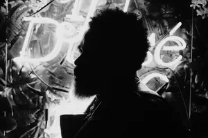 Silhouette Neon Lights Backdrop Wallpaper