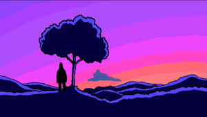 Silhouette Sunset Landscape Wallpaper