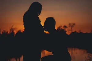 Silhouette Sunset Proposal Wallpaper