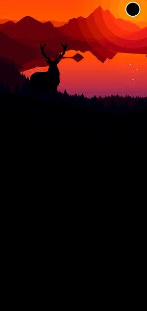 Silhouetted Reindeer Punch Hole 4k Wallpaper