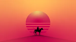 Silhouetted Warriorat Sunset Wallpaper
