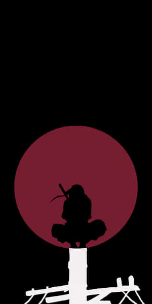 Silhouetteof Ninja Against Red Moon Wallpaper