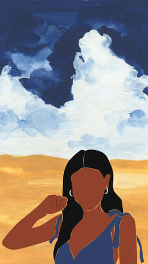 Silhouetteof Woman Against Cloudy Sky Wallpaper